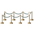 Montour Line Stanchion Post & Rope Kit Pol.Brass, 8CrownTop 7Green Rope 8.5x11V Sign C-Kit-7-PB-CN-1-Tapped-1-8511-V-7-PVR-GN-PB